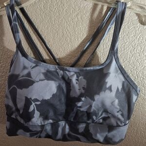 Women's Floral Sports Bra - Gray